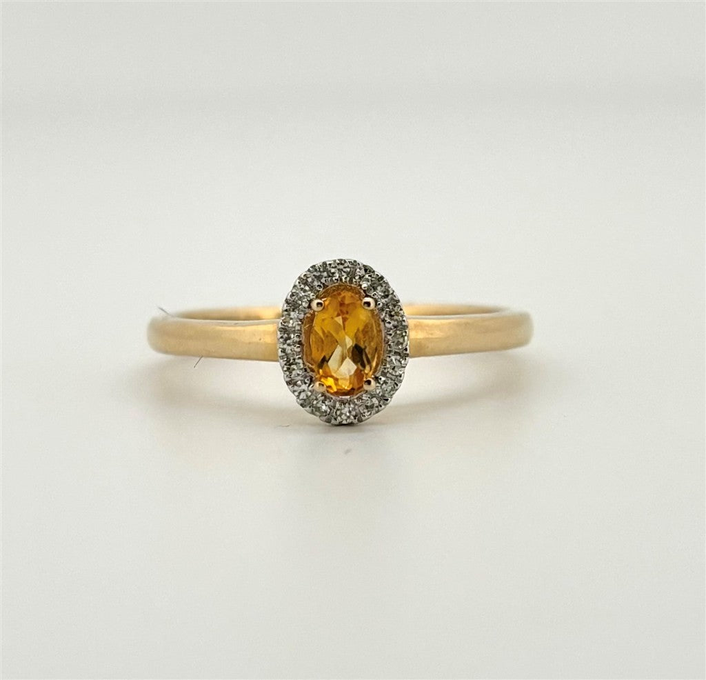 Yellow Gold Halo Style Citrine Ring