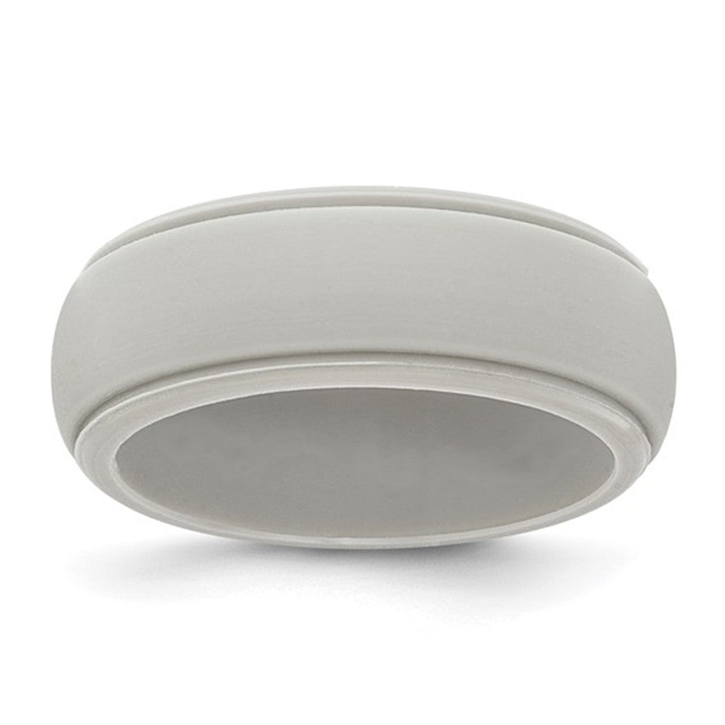 Grey Ridged Silicone Wedding Band