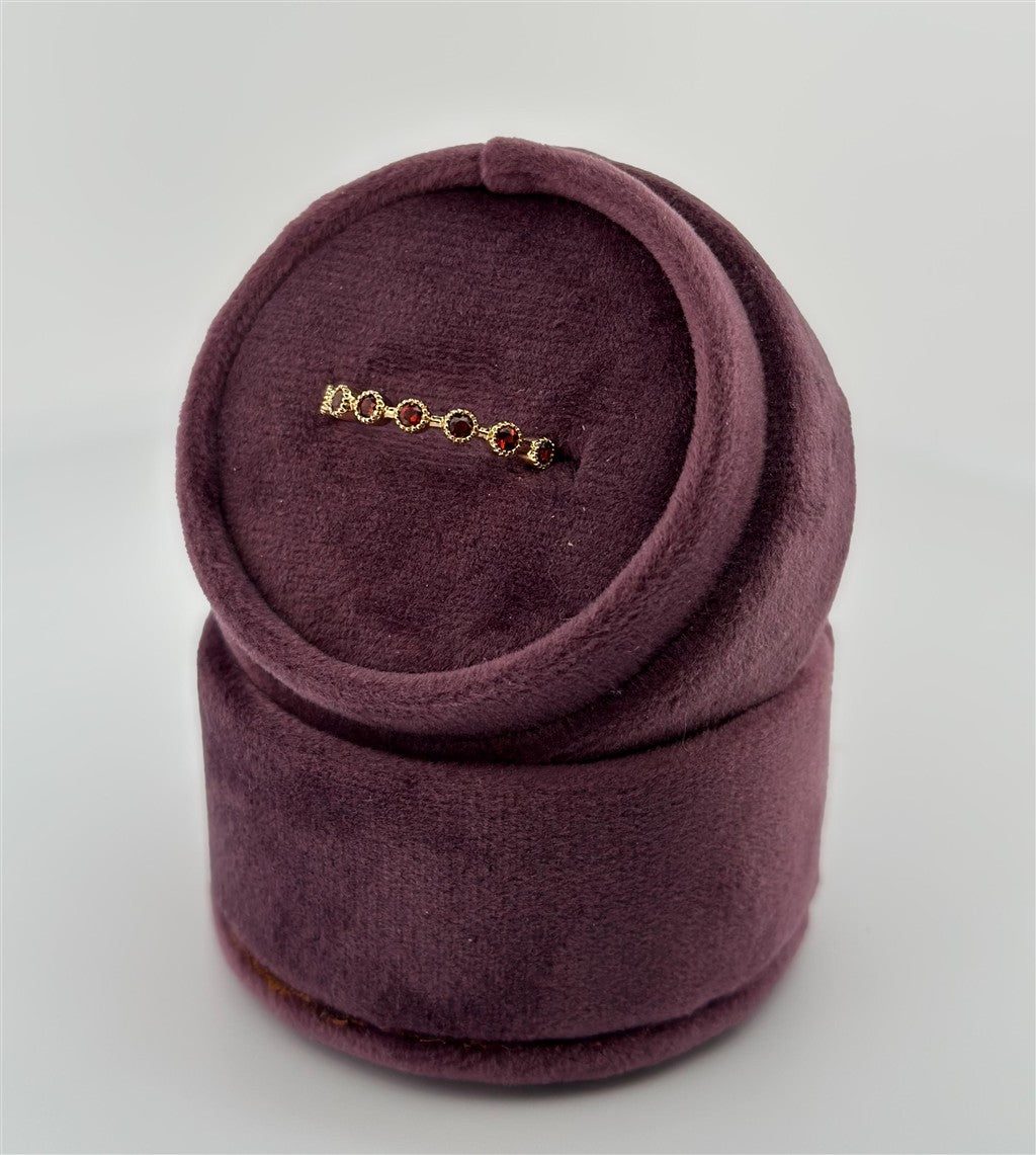 Yellow Gold Garnet Stackable Ring