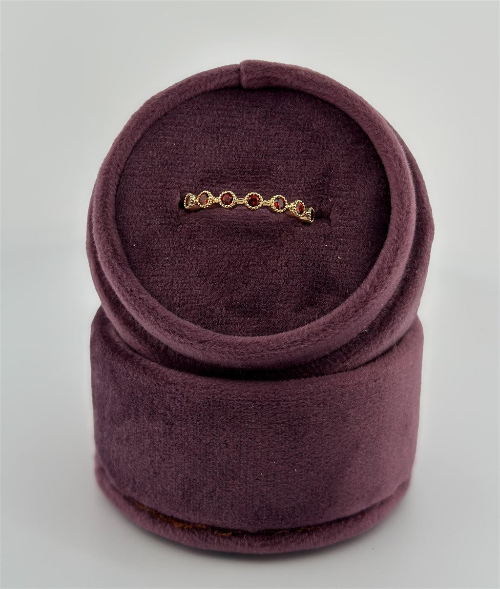 Yellow Gold Garnet Stackable Ring