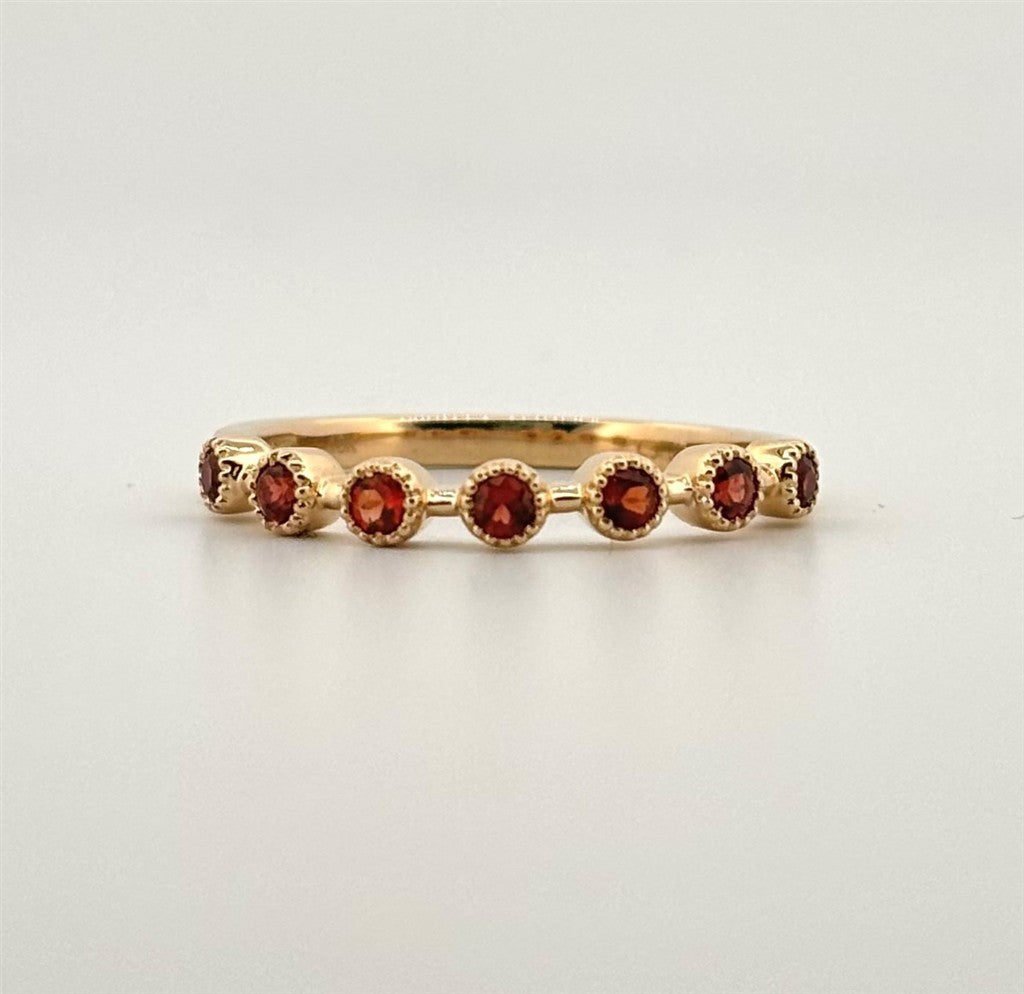 Yellow Gold Garnet Stackable Ring