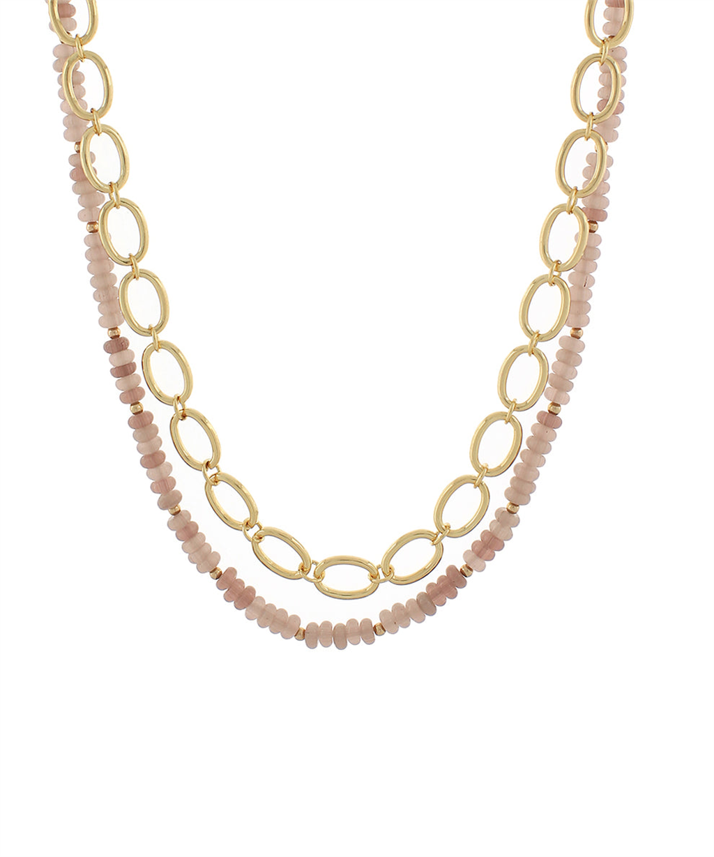 Light Purple Bead And Chain Necklace