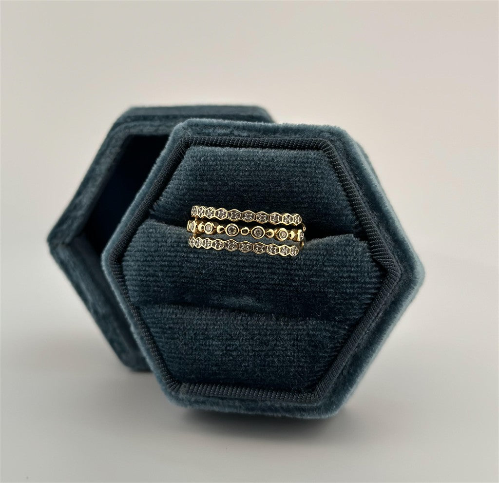 Yellow Gold Vintage Inspired Triple Stack Band
