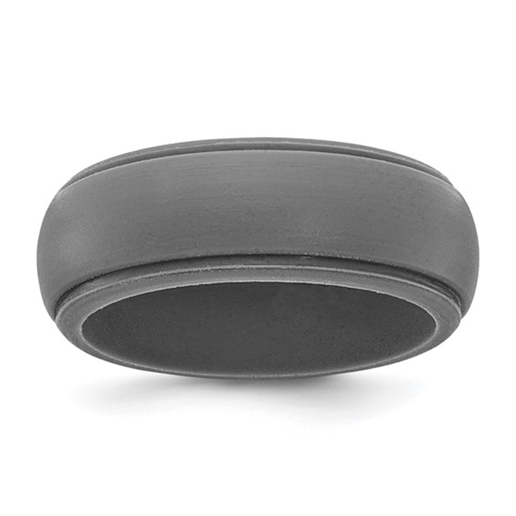 Dark Grey Ridged Silicone Wedding Band