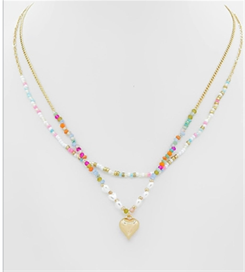 Trendy Heart Beaded Necklace
