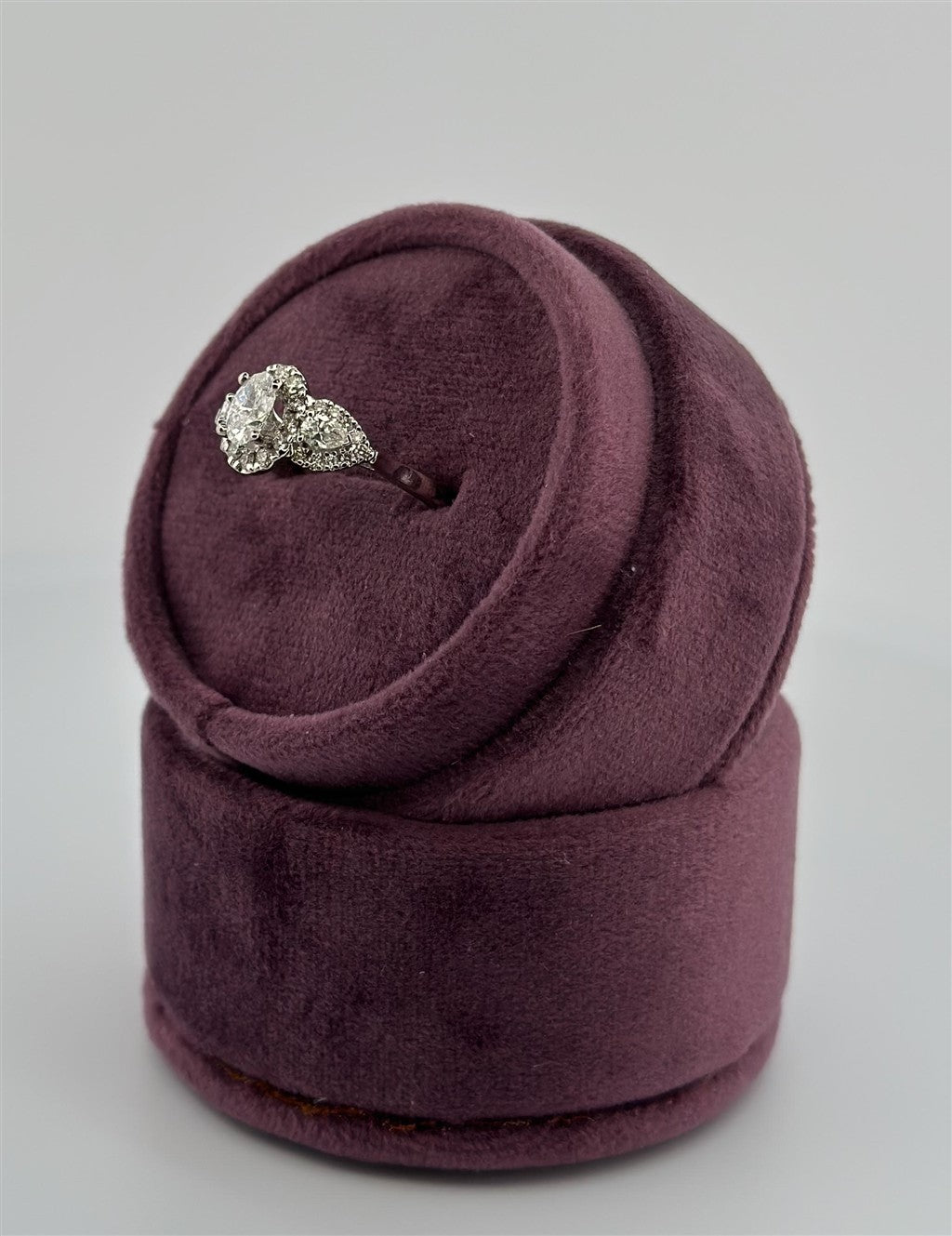 White Gold Halo Style Three Stone Engagement Ring