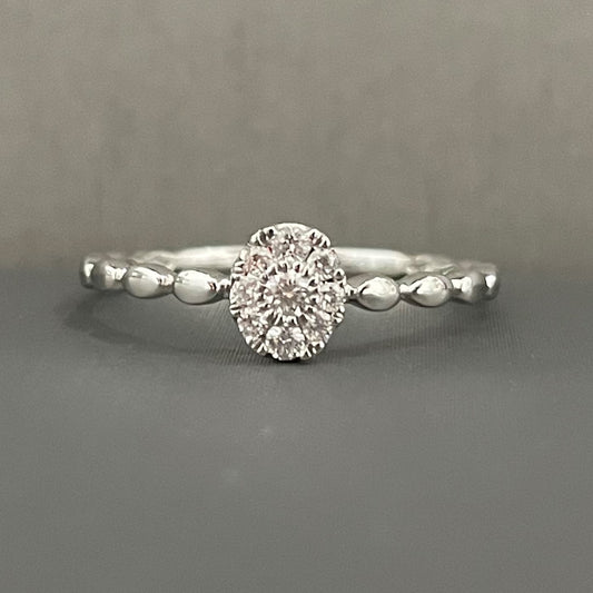 White Gold Diamond Cluster Fashion Ring