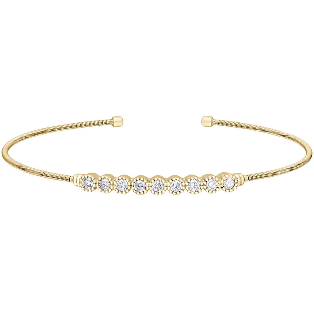 Sterling Silver Gold Finish Cable Cuff Bracelet