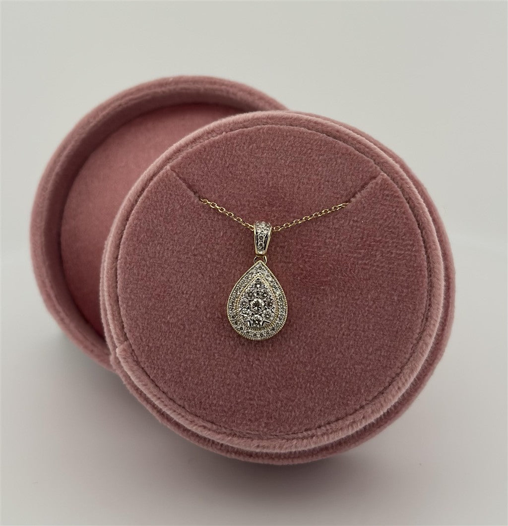 Yellow Gold Diamond Pear Shape Necklace