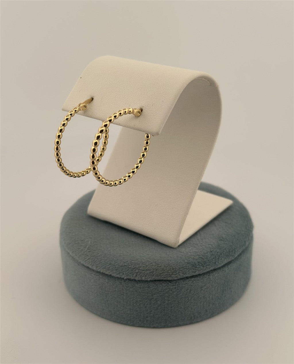 Yellow Gold Beaded Hoop Earrings