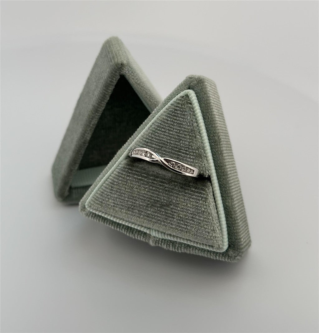 White Gold Diamond Curved Stackable Ring