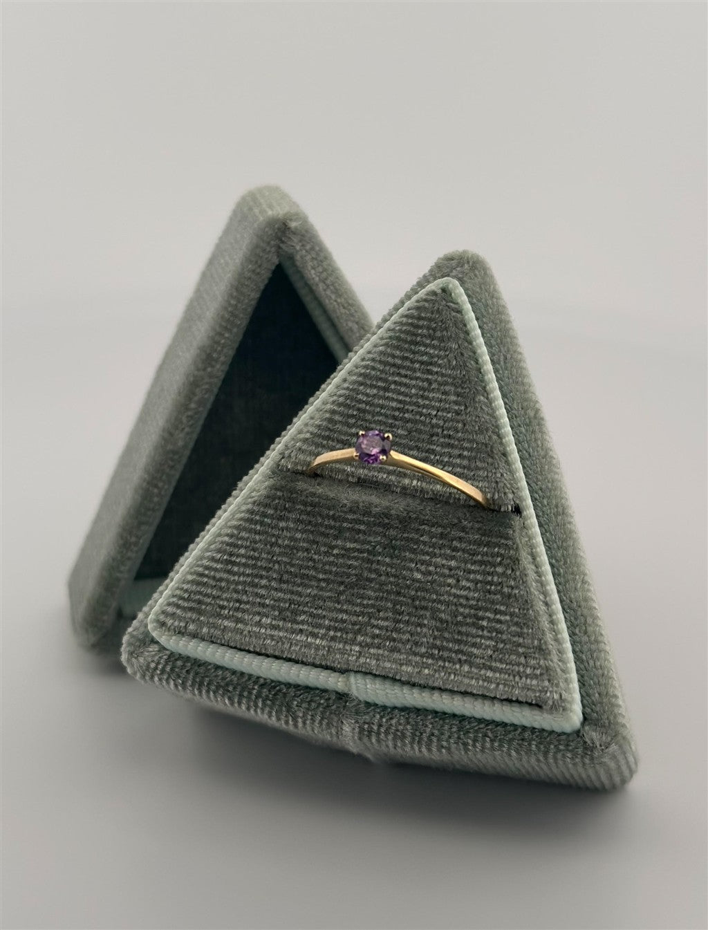 Yellow Gold Created Amethyst Ring