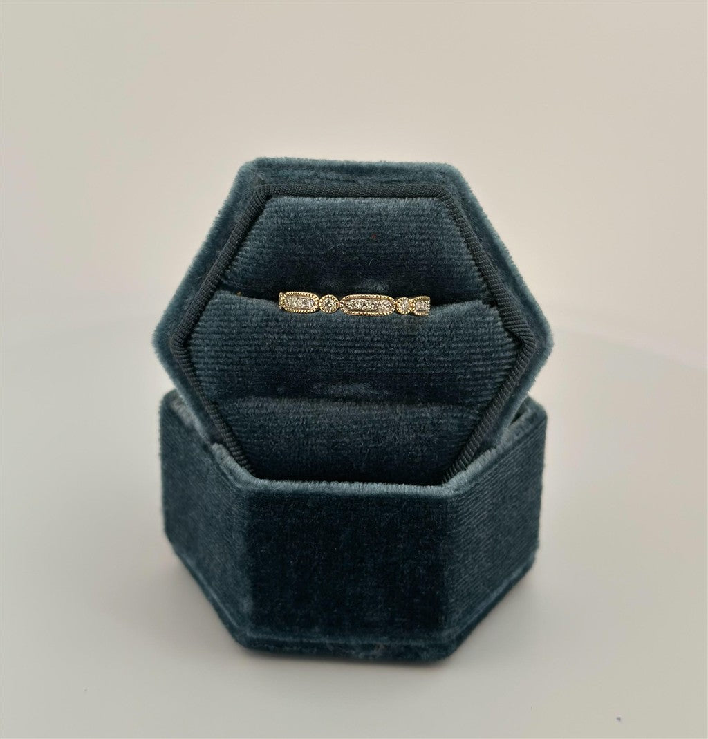 Yellow Gold Diamond Vintage Inspired Stackable Ring