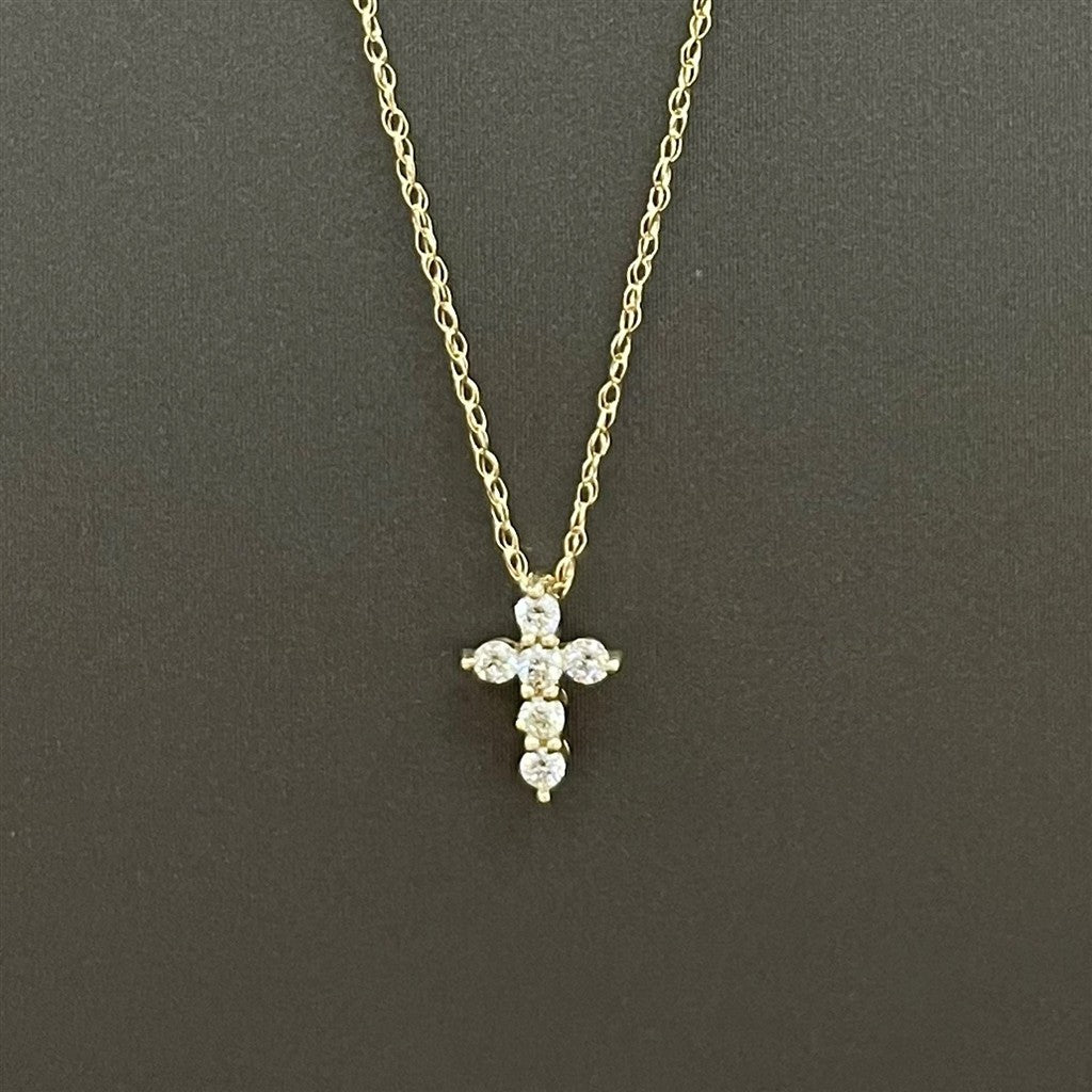 Yellow Gold Diamond Cross Necklace