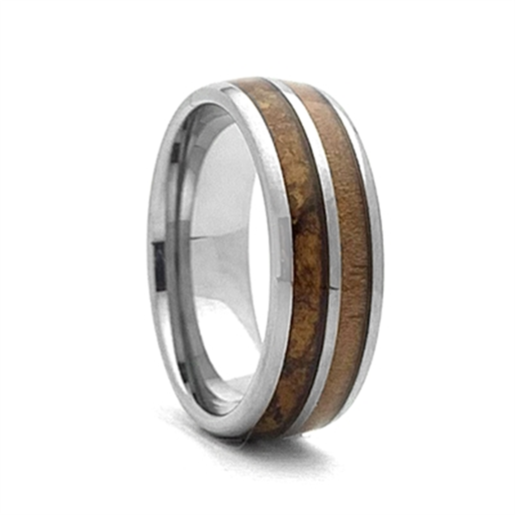 Whiskey Barrel And Cigar Leaf Wedding Band