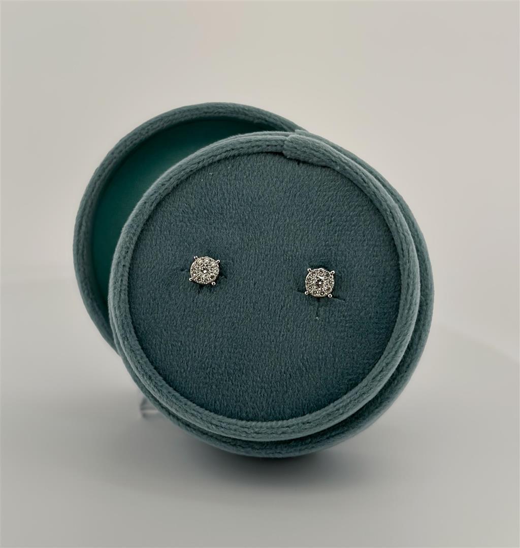 White Gold Diamond Cluster Stud Earrings