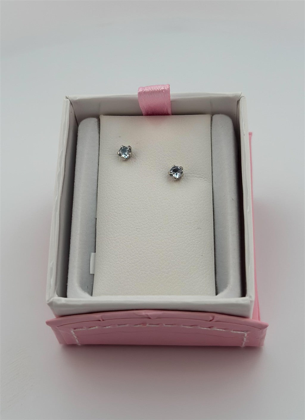 Childrens Sterling Silver March Birthstone Earrings