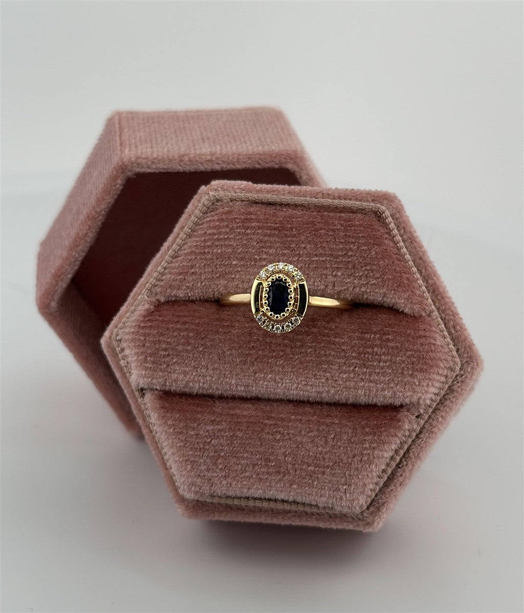 Yellow Gold Diamond Accented Sapphire Ring
