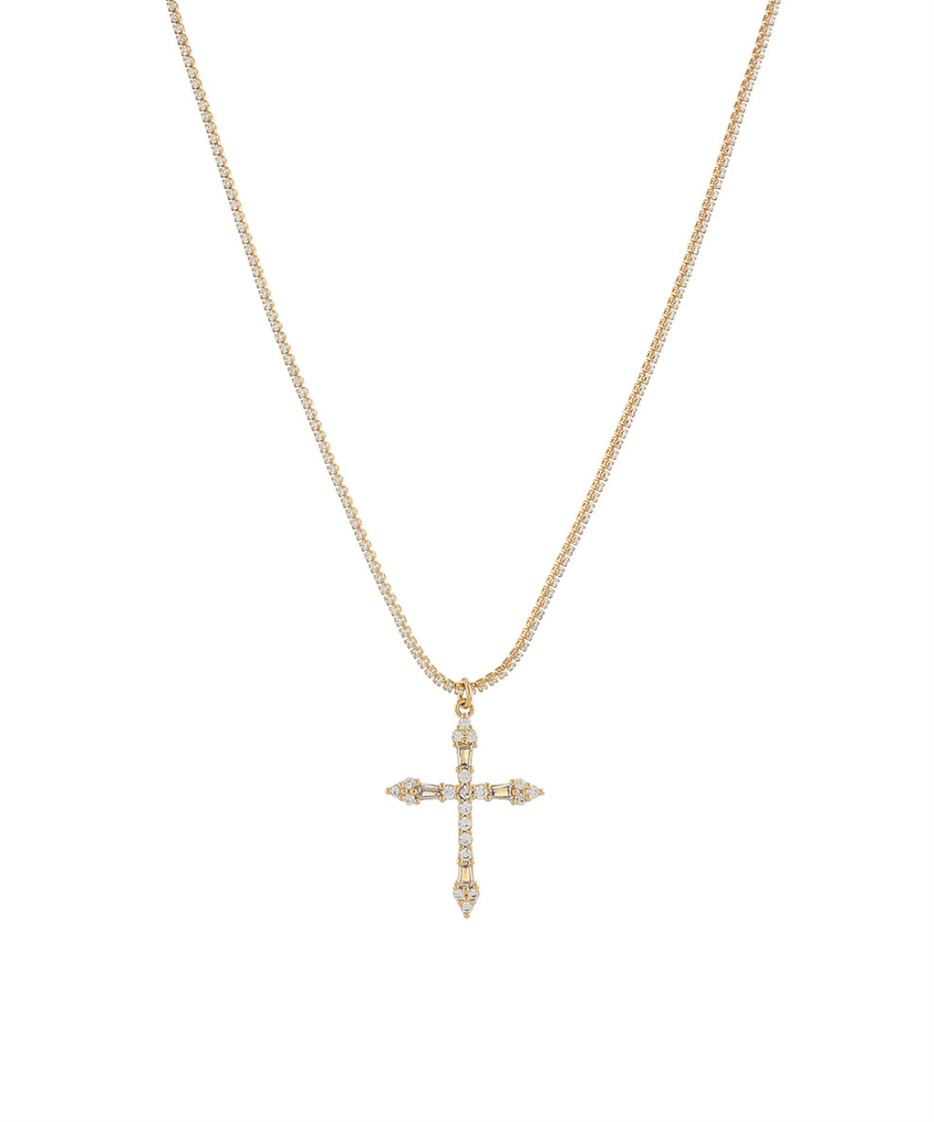 Cz Baguette Cross Necklace