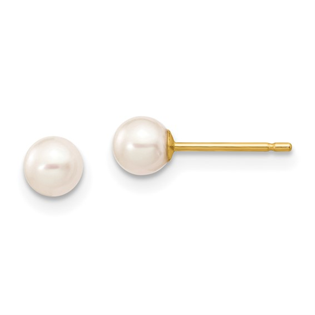Yellow Gold Pearl Stud Earrings