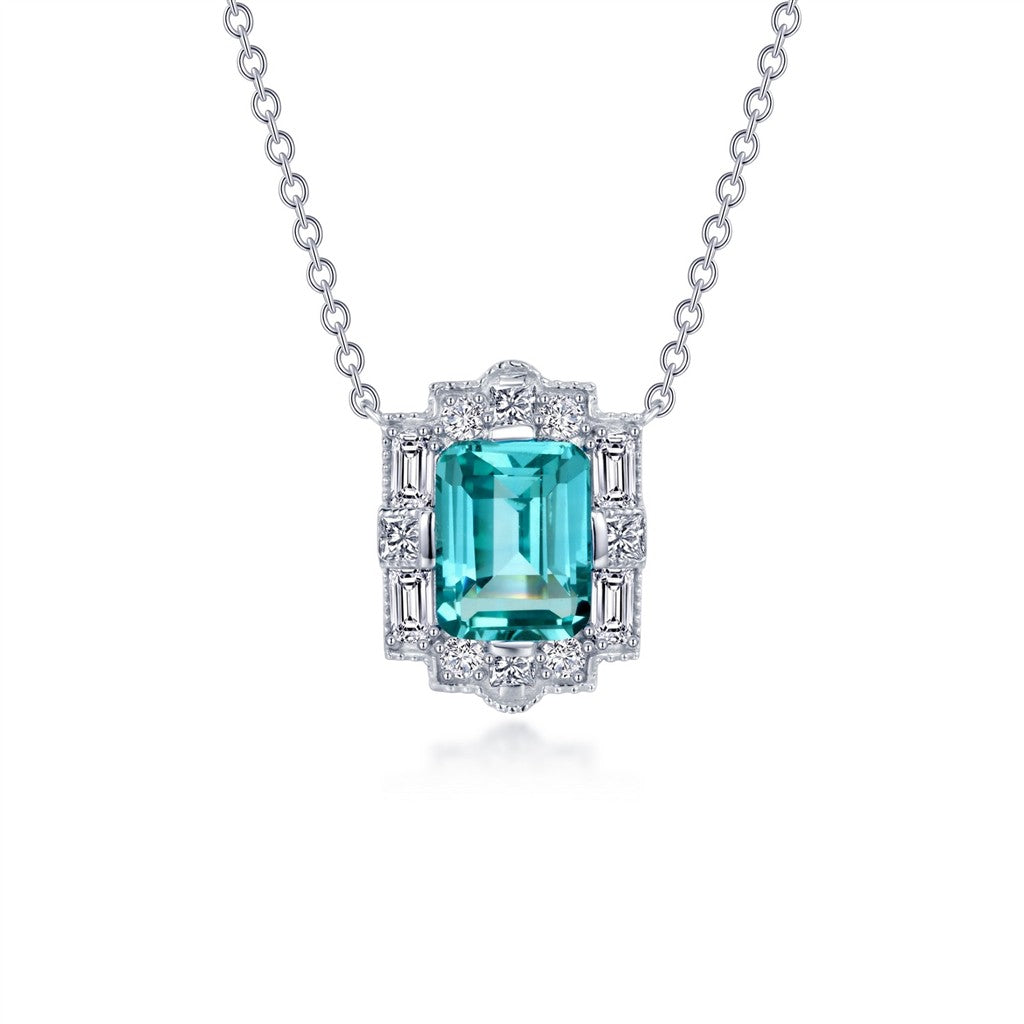 Lafonn Green Sapphire Halo Necklace