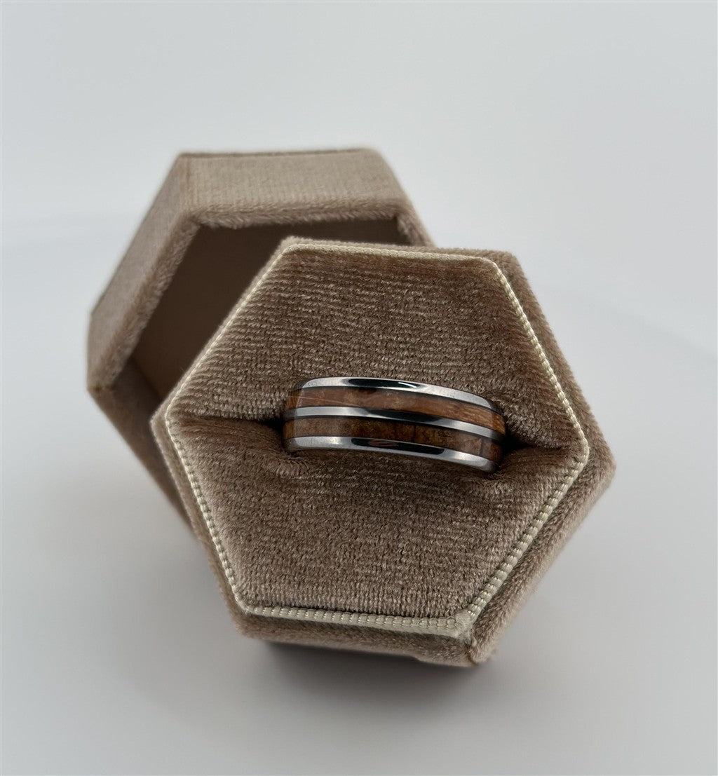 Whiskey Barrel And Cigar Lead Wedding Band