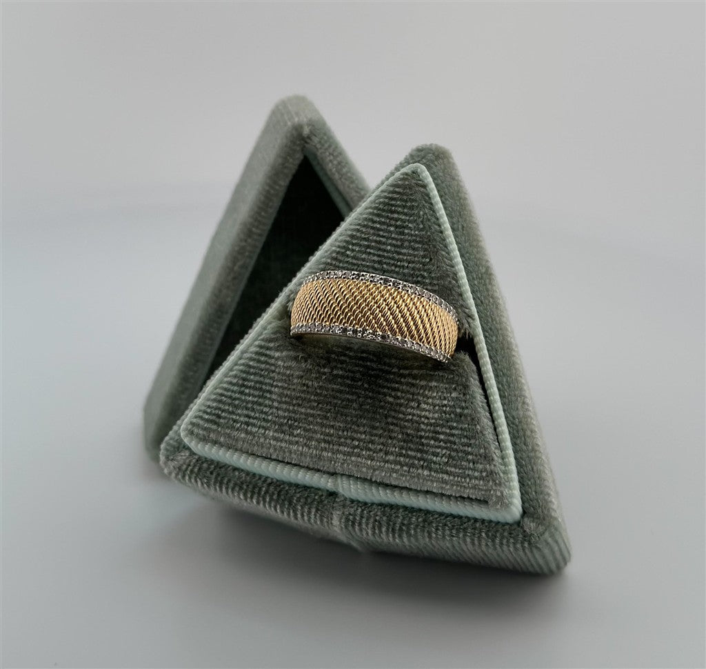 Yellow Gold Wide Diamond Stackable Ring