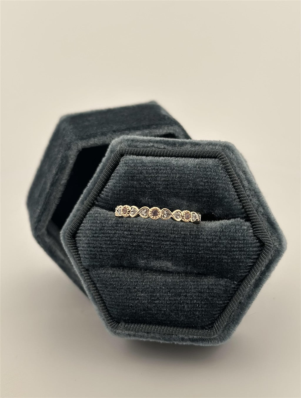 Yellow Gold Vintage Inspired June Birthstone Stackable Ring