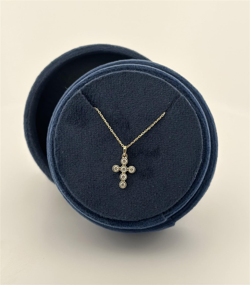 Yellow Gold Diamond Bezel Set Cross