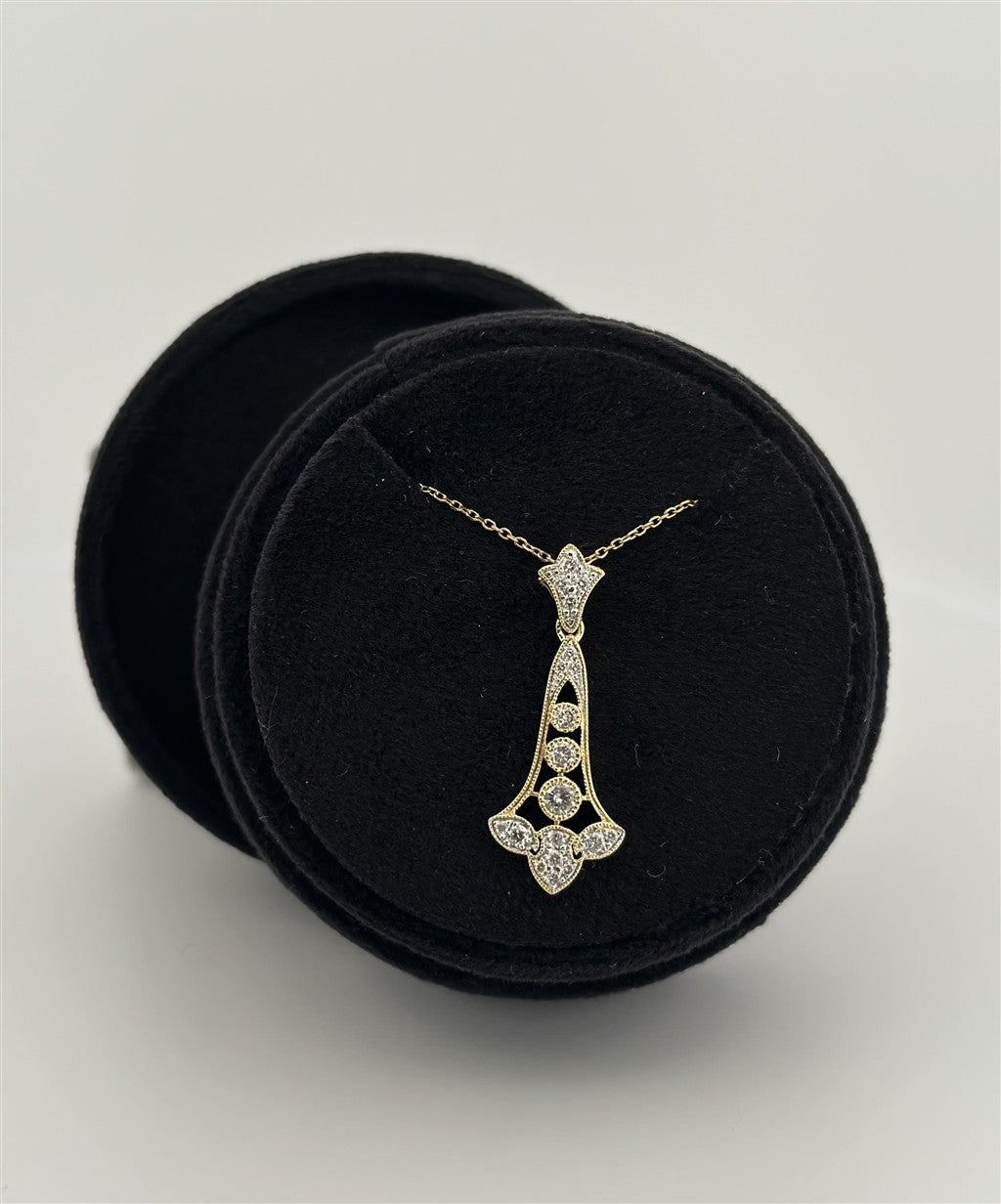 Yellow Gold Vintage Inspired Diamond Necklace