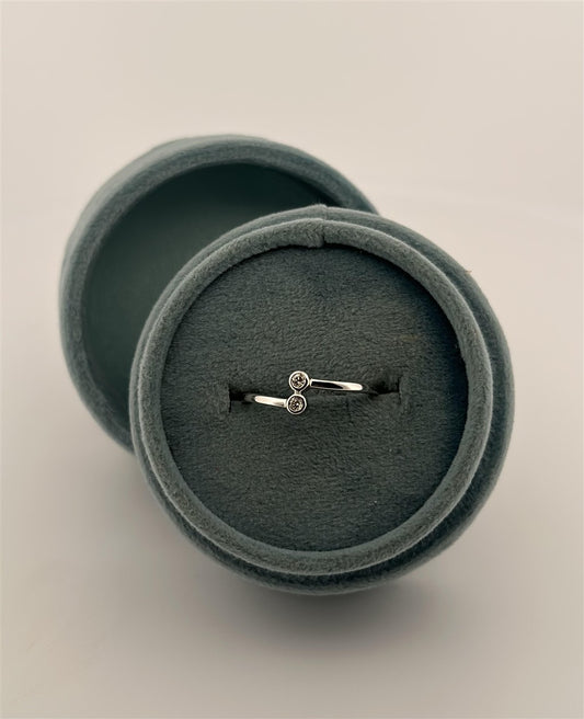 White Gold Diamond Two Stone Ring