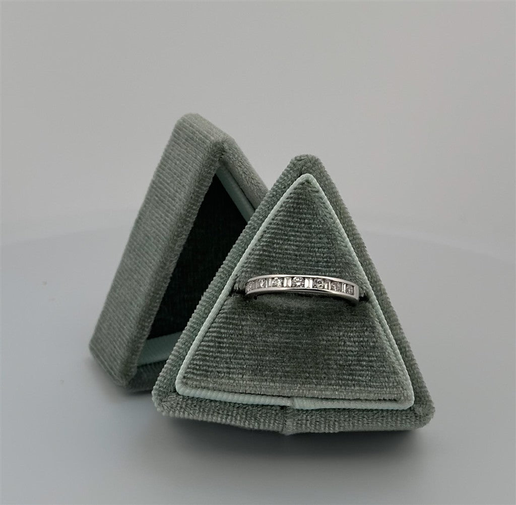 White Gold Round And Baguette Diamond Channel Set Band