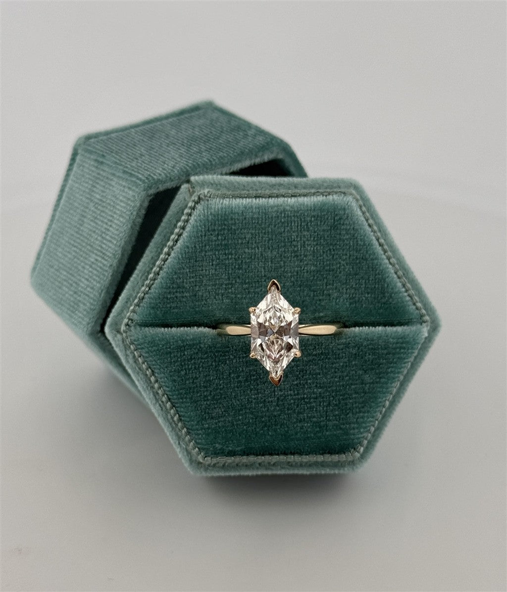 Yellow Gold Elongated Hexagon Engagement Ring