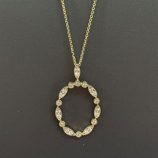 Yellow Gold Vintage Inspired Oval Necklace