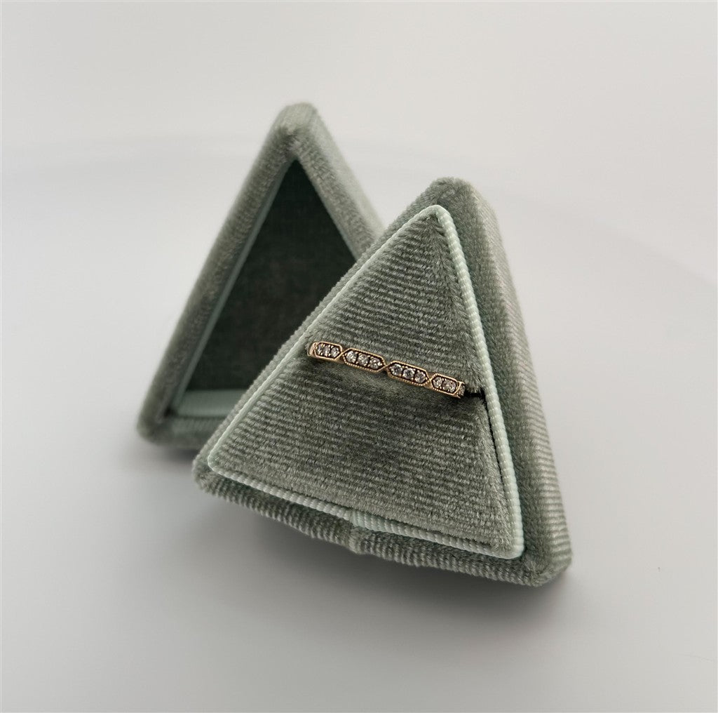 Yellow Gold Diamond Vintage Inspired Stackable Ring