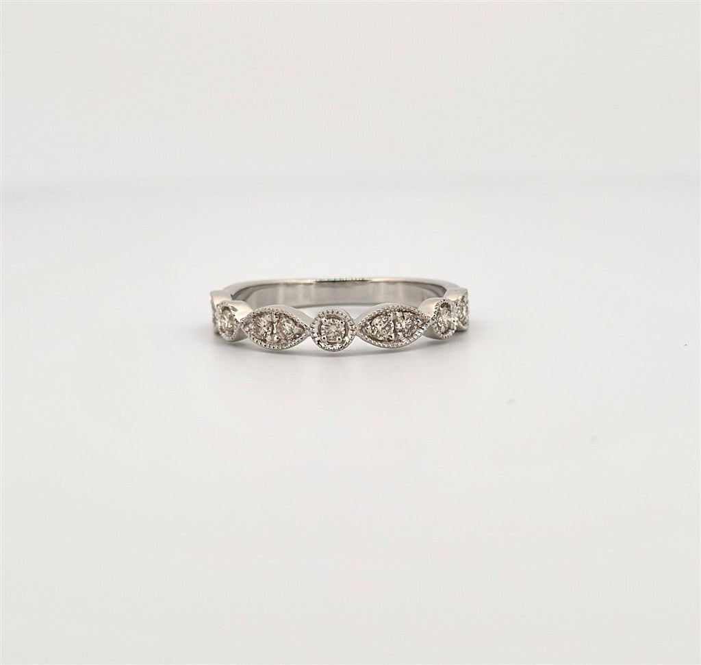 White Gold Vintage Inspired Stackable Ring