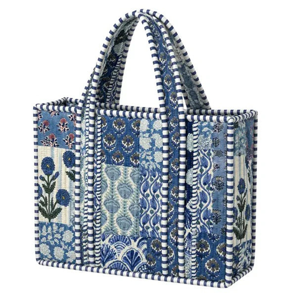 Blue Patchwork Quilted Mini Bag