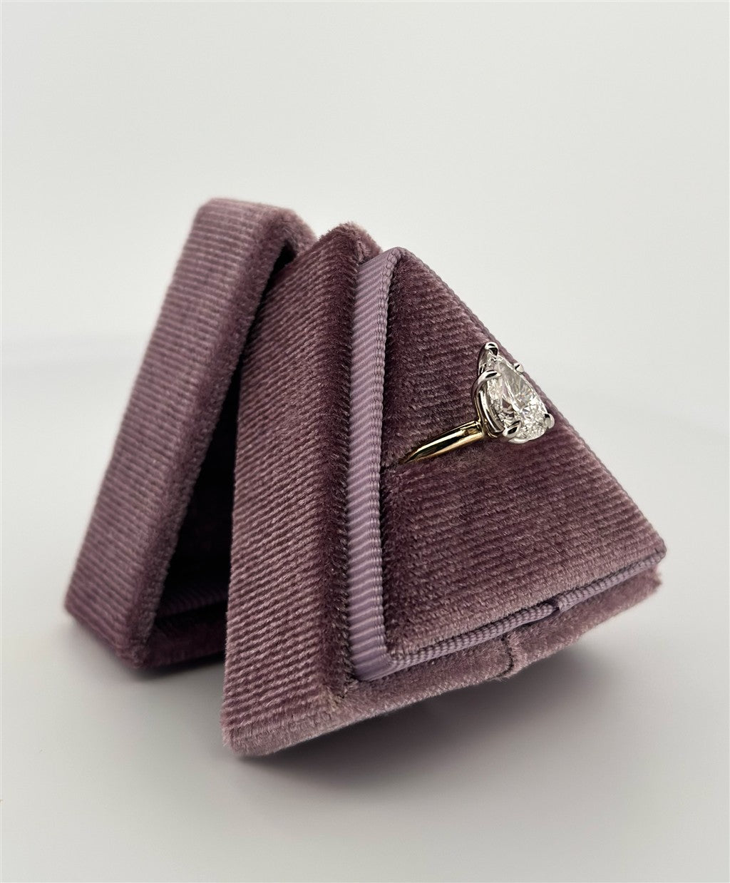 Two-Tone Lab Grown Pear Shape Diamond Solitaire Engagement Ring