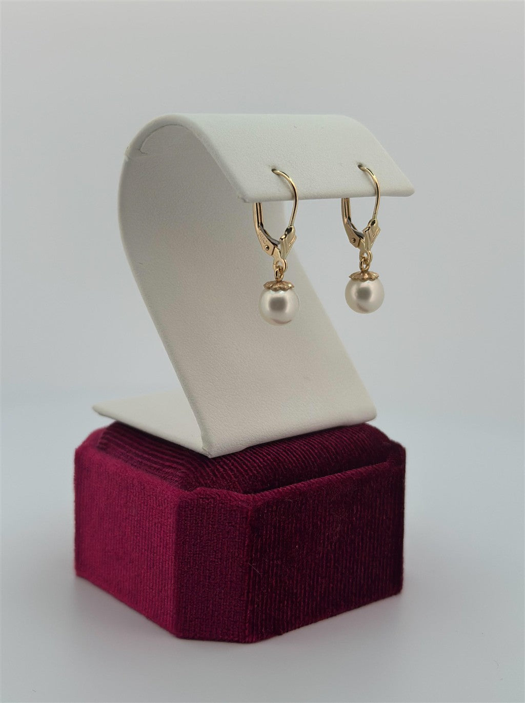 Yellow Gold Pearl Dangle Earrings