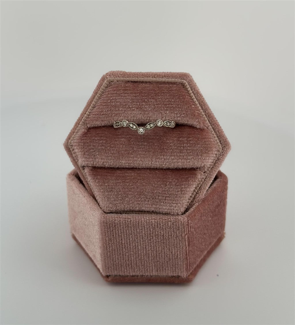 White Gold Vintage Inspired Curved Stackable Ring