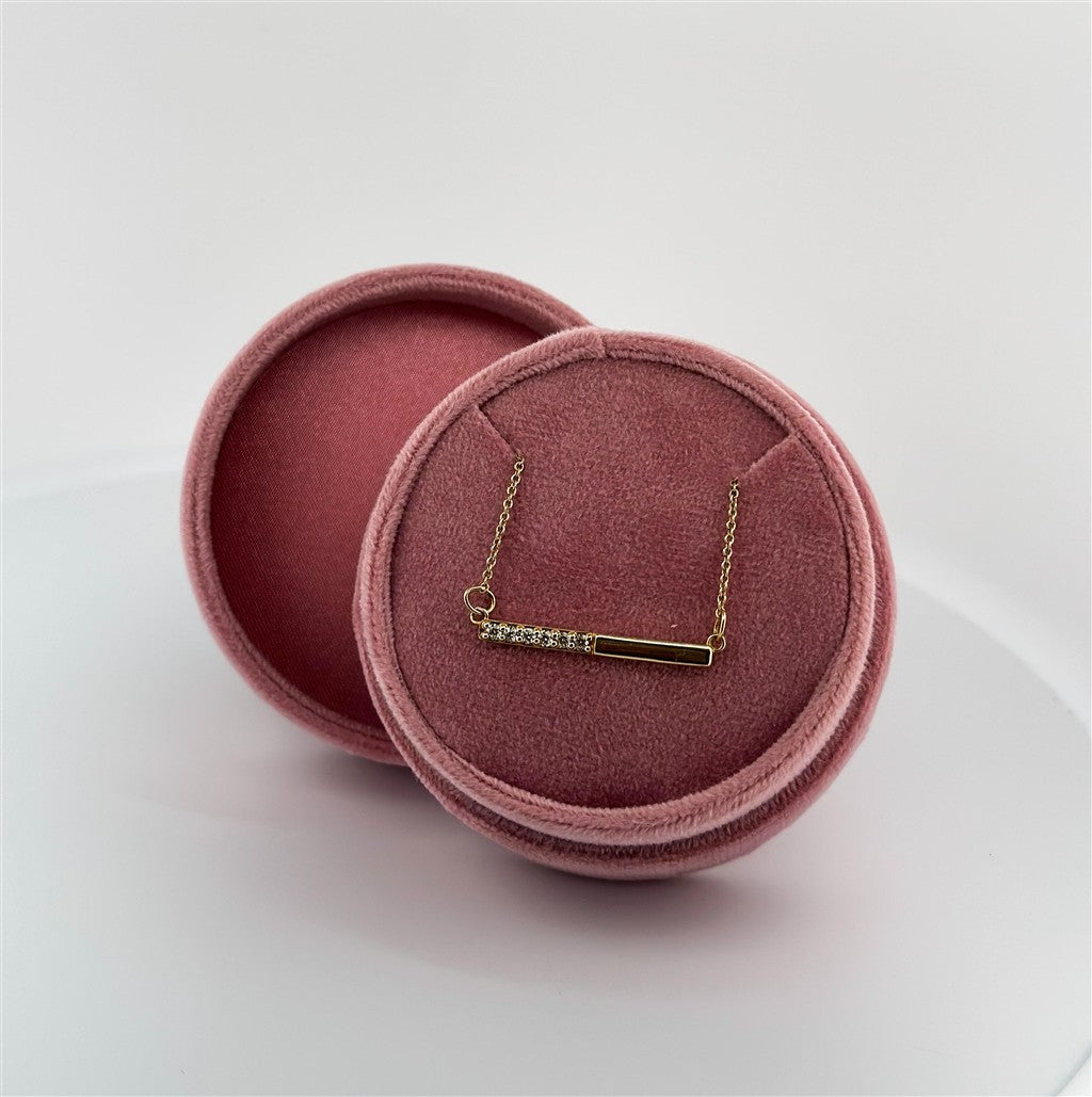 Yellow Gold Diamond Accented Bar Necklace