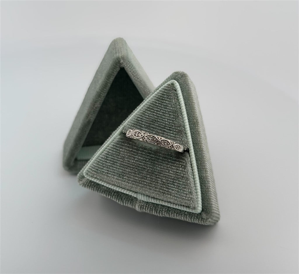 White Gold Vintage Inspired Stackable Ring