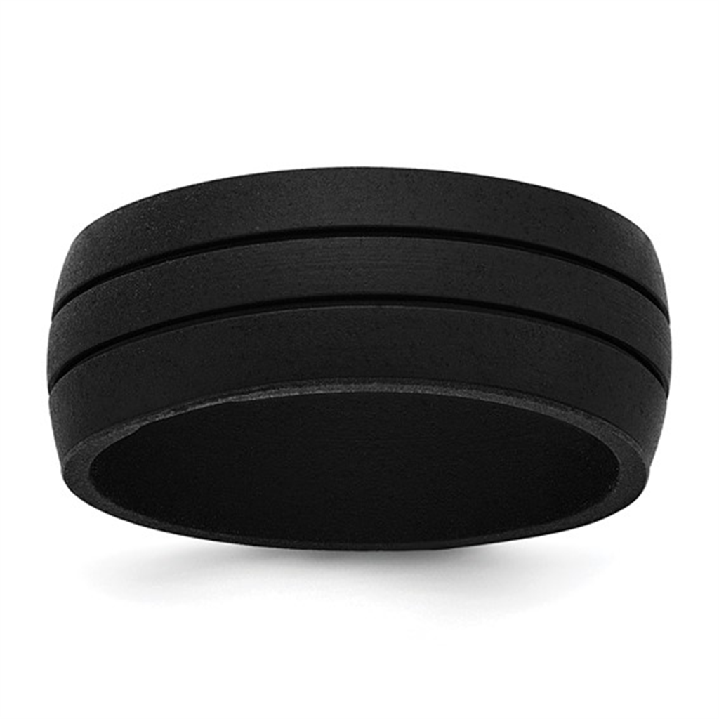 Black Grooved Silicone Wedding Band