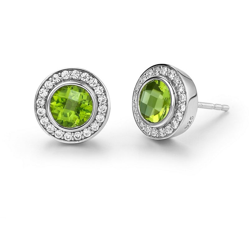 Lafonn Peridot Halo Style Stud Earrings