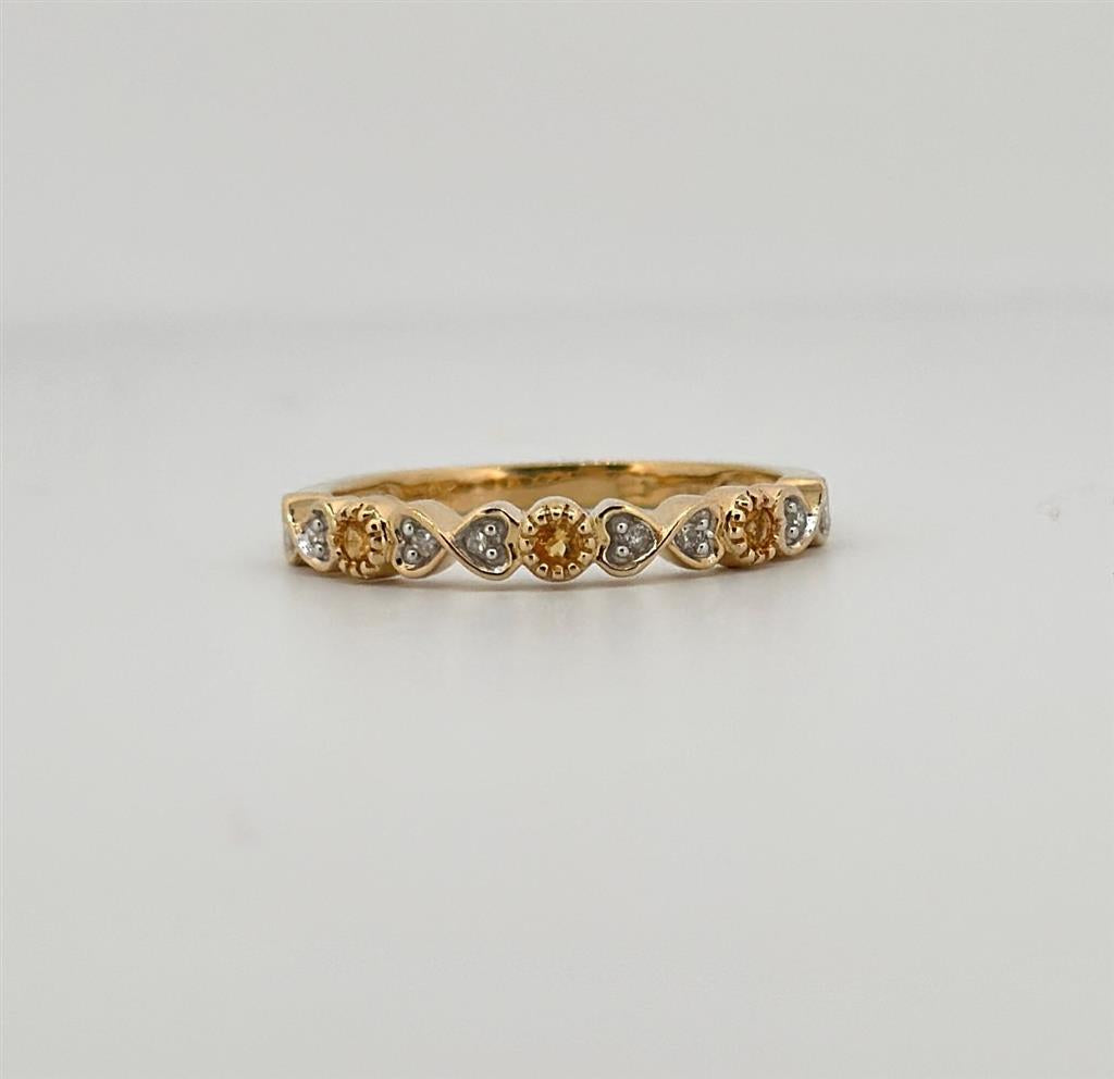 Yellow Gold Citrine And Diamond Band