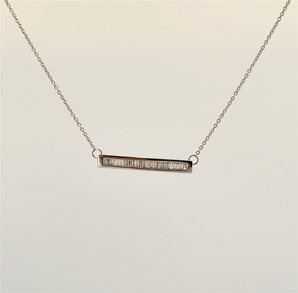 White Gold Diamond Baguette Necklace