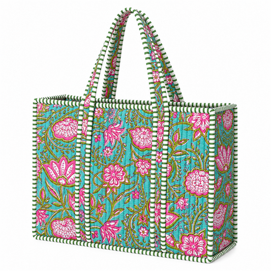 Green Pink Quilted Mini Bag