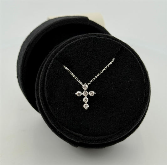 White Gold Lab Grown Cross Necklace