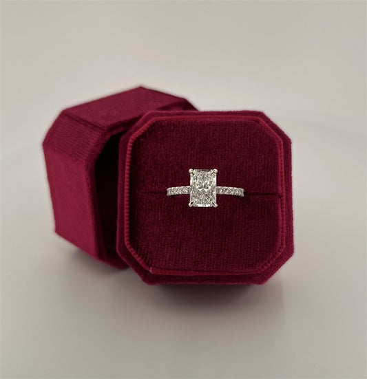 White Gold Radiant Cut Lab Diamond Engagement Ring