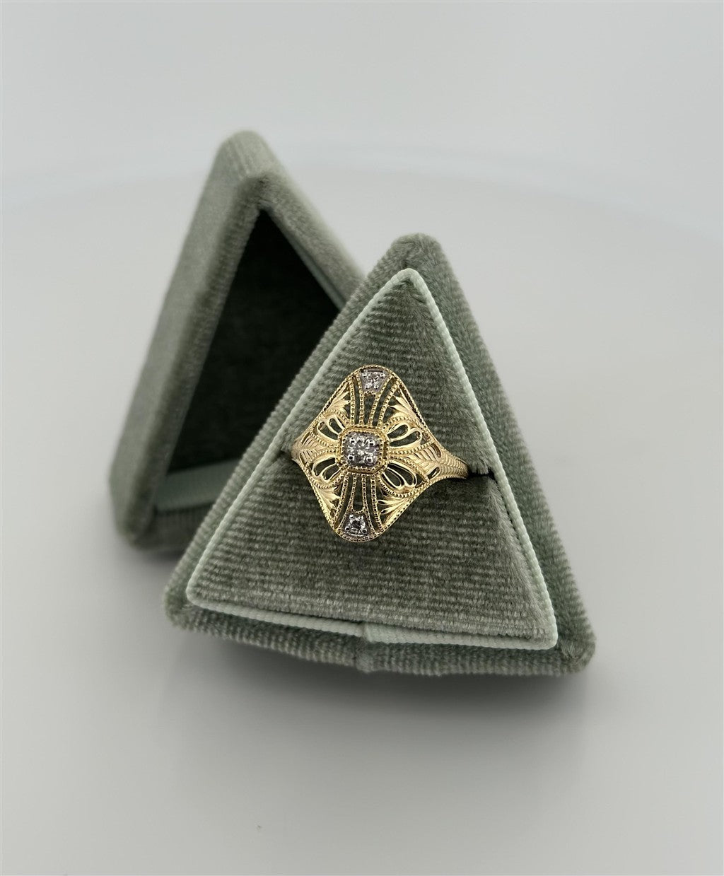 Yellow Gold Vintage Inspired Diamond Ring